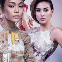 Người mẫu - Hoa hậu - Hoàng Yến, Mâu Thủy lấp ló ngực với váy thêu cò trắng