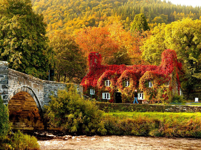 12. Thị trấn&nbsp;Llanrwst, xứ&nbsp;Wales&nbsp;(Anh):&nbsp;Vào mùa thu,&nbsp;miền đất của&nbsp;những câu chuyện&nbsp;cổ tích này dường như quyến rũ&nbsp;hơn rất nhiều.
