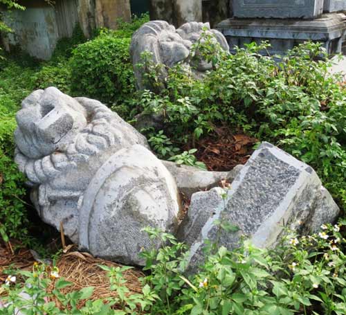 Sư tử đá ngoại lai ở làng nghề đá mỹ nghệ mốc xanh vì ế - 1