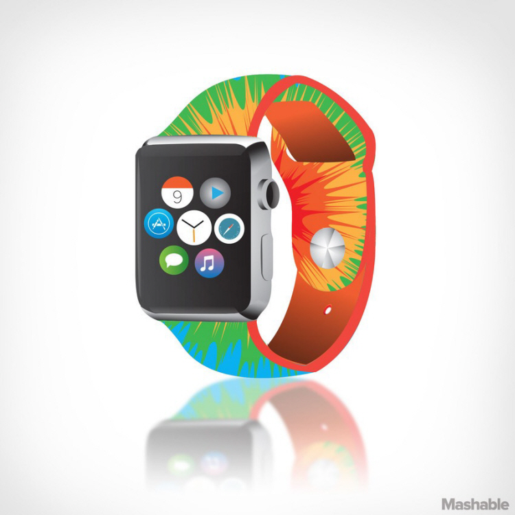 11. Tie-dye

Mặc dù phải nhiều tháng nữa Apple Watch mới có mặt trên thị trường, nhưng ngay lúc này đã xuất hiện nhiều mẫu dây đeo dành cho nó. Đây là những dây đeo độc đáo được thiết kế với ý đồ và khả năng sử dụng tùy tính huống, chẳng hạn dây đeo "dải ngân hà" khi được kết hợp với màn hình Apple Watch ở chế độ mặt trăng thì rất tuyệt vời.

Chiếc đồng hồ thông minh Apple Watch của "táo khuyết" dự kiến có giá từ 349 USD, bắt đầu được tung ra thị trường từ đầu năm 2015. Sản phẩm vừa được Apple giới thiệu tại sự kiện ra mắt cùng với iPhone 6 và iPhone 6 Plus.
