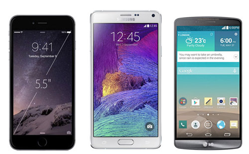 Hàng “khủng” iPhone 6 Plus, Galaxy Note 4 và LG G3 so tài - 1