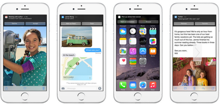 Tương tác là một trong những điểm mạnh nhất của iOS 8 khi tất cả thông báo từ tin nhắn, email, lịch hẹn,… đều có thể thao tác trên một cửa sổ nhỏ thay vì phải mở trực tiếp ứng dụng. Rất nhiều người đã phải cài các ứng dụng hỗ trợ trên iOS 7, tuy nhiên với iOS 8, điều này thực sự không cần thiết nữa.
