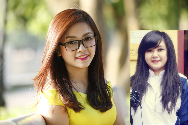 Nguyễn Hoàng Lan - cô nữ sinh trường báo có gương mặt xinh đẹp từng sở hữu số cân nặng “khủng” 80kg (Ảnh phải – thời kỳ béo nhất của Lan)
