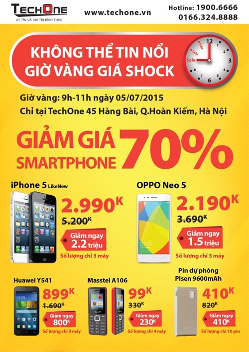 Giờ vàng TechOne tại Hàng Bài giảm giá smartphone tới 70% - 2