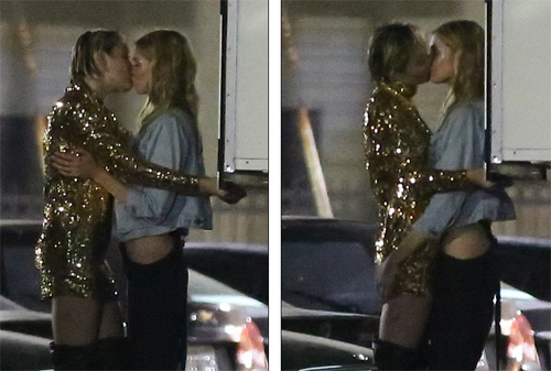Miley Cyrus gây sốc vì cuồng nhiệt hôn siêu mẫu nội y - 1