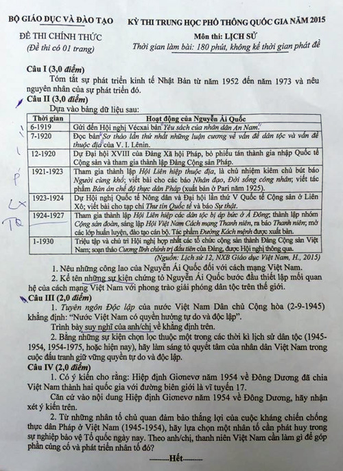 Đề Sử ngắn và dễ, thí sinh thở phào - 1