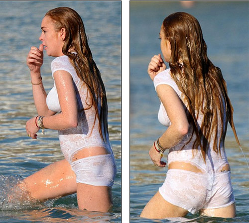 Lindsay Lohan lộ thân hình bikini xuống cấp thê thảm - 2