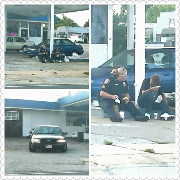 Ảnh nữ cảnh sát Mỹ ăn sáng với người vô gia cư &#34;gây sốt&#34; - 1