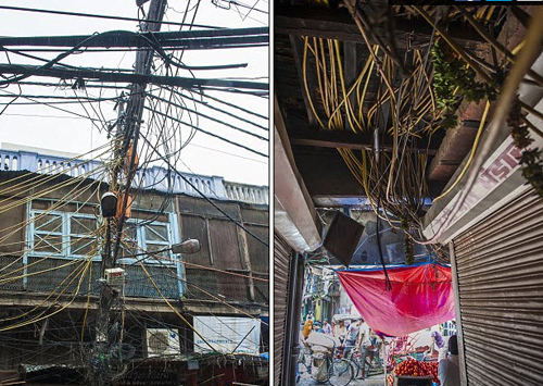 Ảnh: Lưới điện như mạng nhện trên đường phố ở Ấn Độ - 6