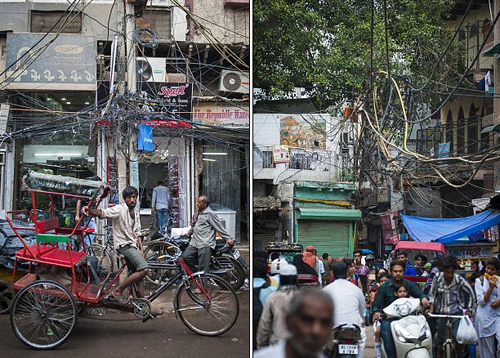 Ảnh: Lưới điện như mạng nhện trên đường phố ở Ấn Độ - 8
