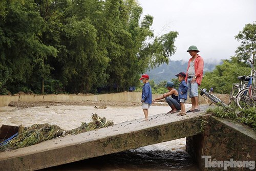 Thót tim nhìn dân vùng lũ liều mình đi trên cầu sắp đổ - 7