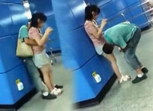 TQ: Cặp đôi "sờ soạng" ngay trạm tàu điện ngầm - 1