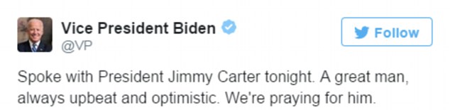 Obama động viên người tiền nhiệm Jimmy Carter kiên cường chống bệnh ung thư - 3