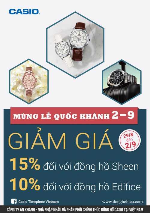 Đồng hồ CASIO Edifice & Sheen giảm giá 10-15% đến hết 2/9 - 10