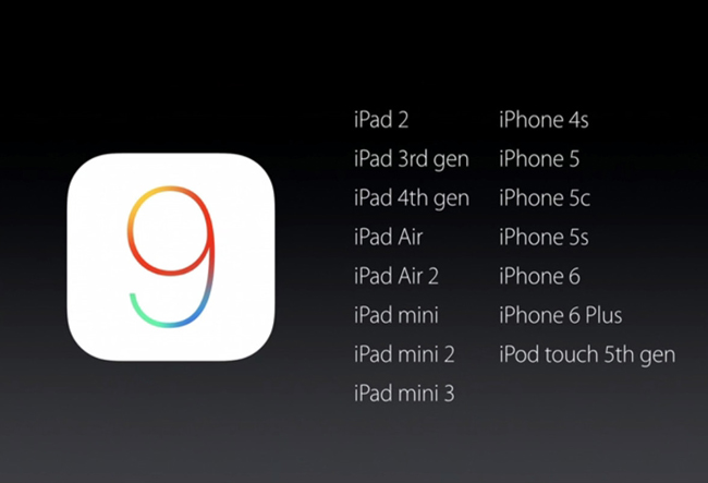 17. Những thiết bị sẽ được cập nhật lên iOS 9