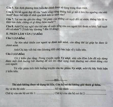 “Hèn nhát” và “dũng khí” vào đề thi Văn - 3