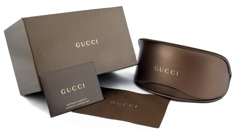 Vỏ hộp, bao đựng kính và khăn lau kính Gucci