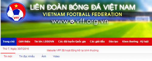 Website LĐBĐ Việt Nam hoạt động trở lại sau sự cố tin tặc - 1