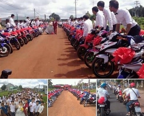 Rước dâu bằng 90 xe Exciter xôn xao ở Bình Phước - 1