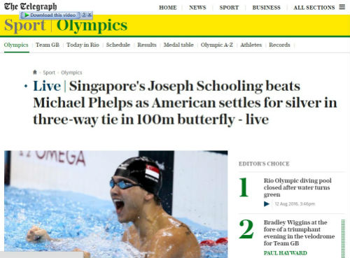 Olympic: Lật đổ Phelps, báo chí đưa Schooling lên đỉnh - 1
