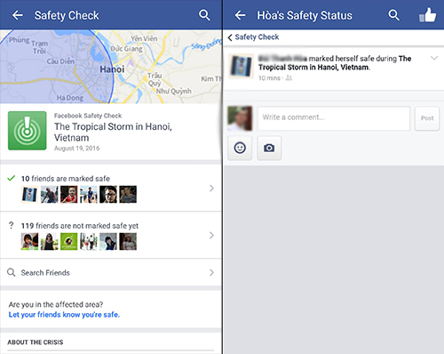 Facebook kích hoạt tính năng &#34;Bạn có an toàn?&#34; sau bão Thần Sét - 1