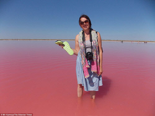 Hồ nước chuyển màu hồng bí ẩn ở Siberia - 1