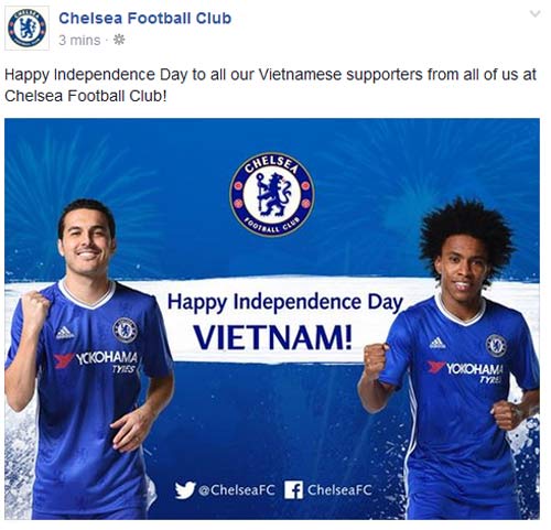 CLB Chelsea, Dortmund chúc mừng Quốc khánh Việt Nam - 1