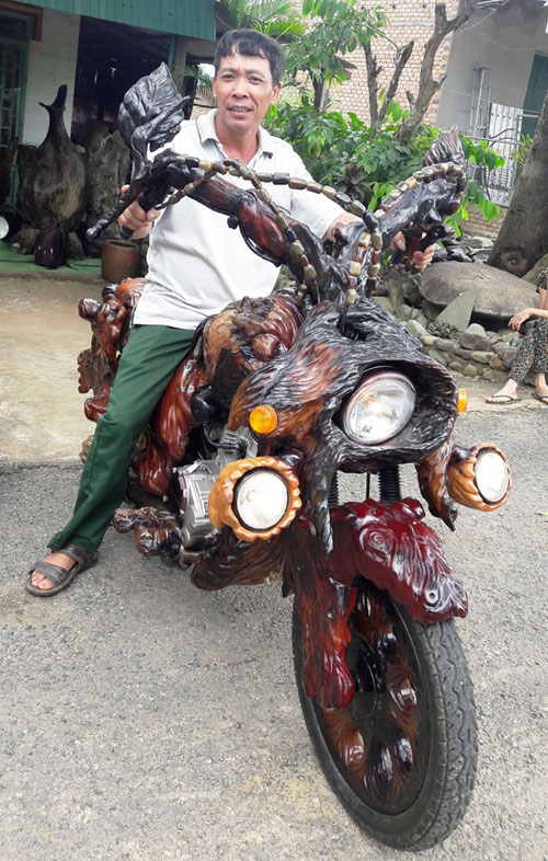 Độc đáo: Chiếc mô tô bằng gỗ độc nhất vô nhị ở Lâm Đồng - 1