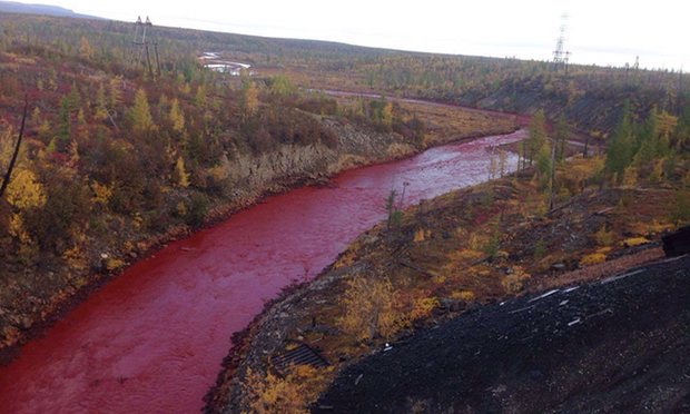 Dòng sông đỏ lòm như máu khiến dân Nga hoảng sợ - 1