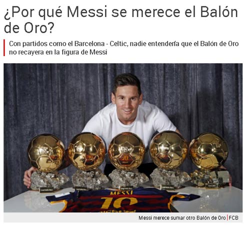 Báo thân Barca khởi động chiến dịch QBV cho Messi - 1