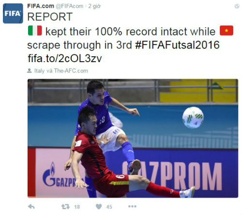 Tiến xa ở World Cup, Futsal Việt Nam được FIFA khen ngợi - 1
