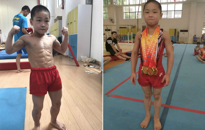 Thần đồng sức mạnh Trung Quốc: 7 tuổi, &#34;8 múi&#34; và 6 HCV - 1