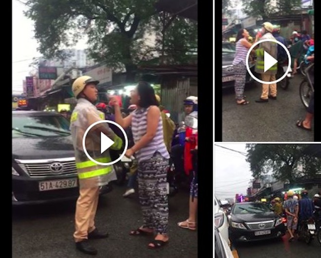 Nữ tài xế chửi bới, túm cổ áo CSGT vì bị nhắc nhở chạy sai làn - 1