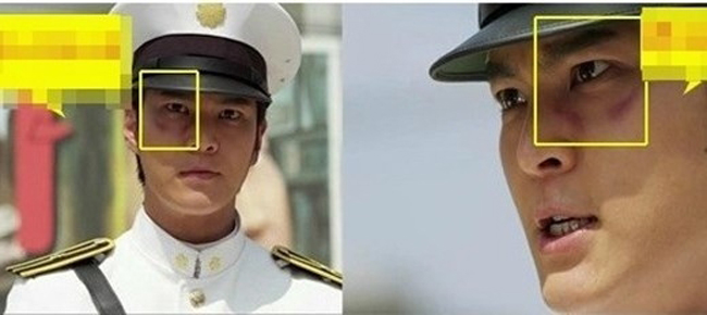 Nhiều lỗi sai trong phim Hàn cũng bị khán giả phát hiện ra. Vết thương ở mắt trái bỗng chuyển sang mắt phải của nhân vật nam chính chỉ sau một đúp quay.