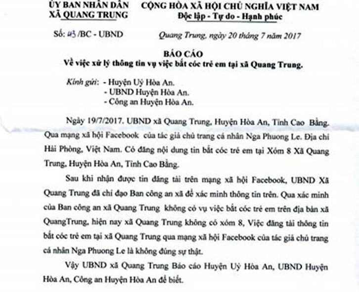 Lại tung tin nhảm &#34;6 kẻ bắt cóc trẻ em ở Cao Bằng&#34; - 1
