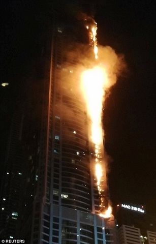 Tòa tháp cao thứ 5 thế giới ở Dubai cháy rực trong đêm - 2
