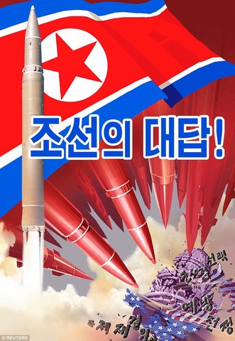 Triều Tiên đăng tranh dày đặc tên lửa phá hủy tòa QH Mỹ - 1
