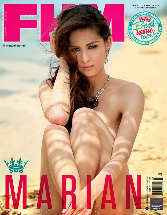 1. Người mẫu - diễn viên Marian Rivera từng 3 lần đứng đầu bảng xếp hạng những sao nữ gợi cảm nhất do tạp chí FHM Philippines bình chọn.