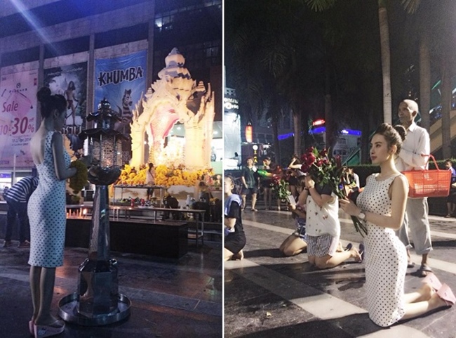Angela Phương Trinh từng bị chỉ trích khi đi viếng một ngôi chùa ở Thái Lan.