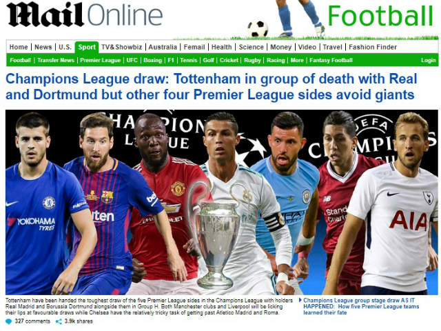 Báo chí thế giới: MU gặp may bốc thăm C1, thương Tottenham đụng Real