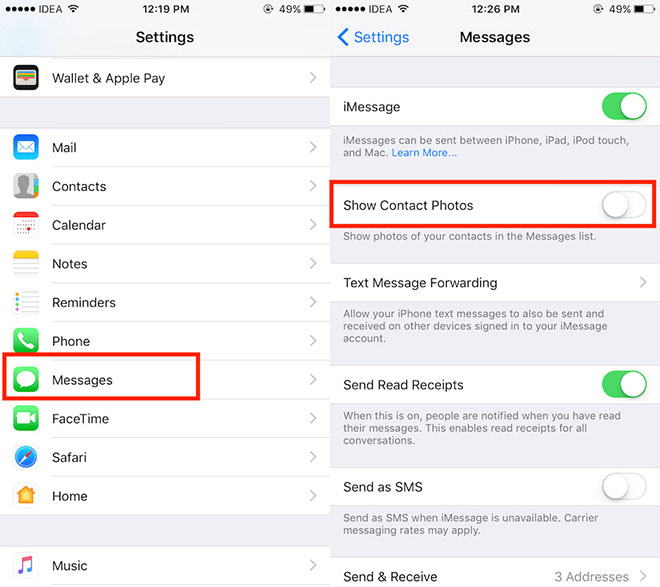 Mẹo ẩn hoặc hiển thị ảnh liên hệ trong Messages trên iOS - 2