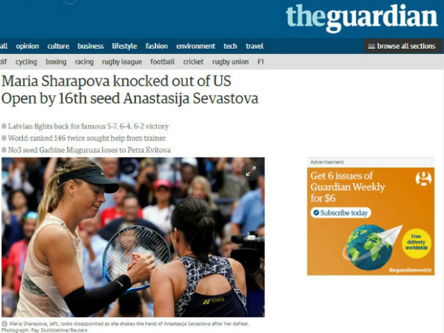Báo chí thế giới: Sharapova bị hạ knock-out, triệu fan hả hê dè bỉu