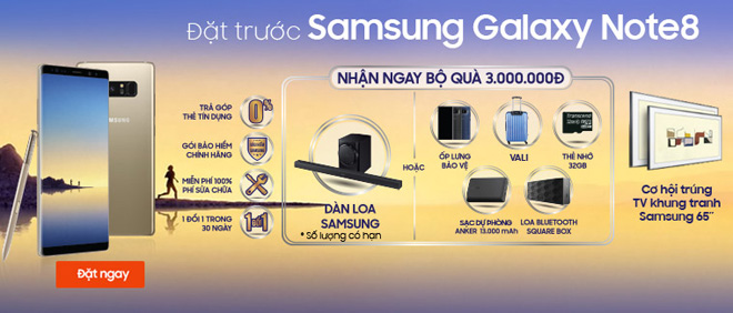 Đặt trước Samsung Galaxy Note 8 nhận quà đẳng cấp tại Viễn Thông A - 1