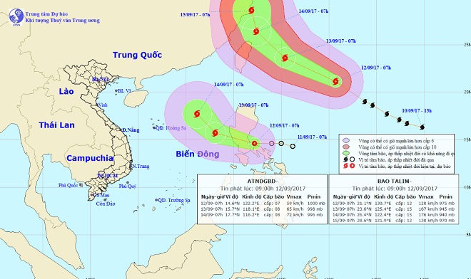 Siêu bão TALIM và áp thấp nhiệt đới hoạt động gần Biển Đông - 1