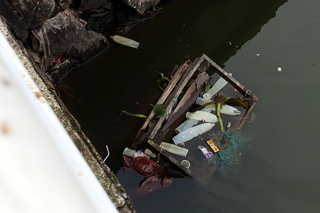 Bao cao su lại nổi trắng mặt hồ ở Hà Nội - 2