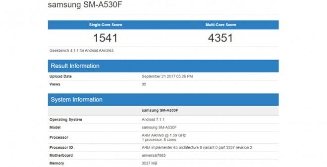 Phát hiện Samsung Galaxy A5 2018 sử dụng chip Exynos 7885 - 2
