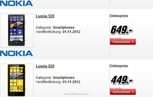 Báo giá Nokia Lumia 920 và 820 - 1