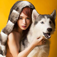 Người mẫu - Hoa hậu - Trà My Idol bán nude bên chó Husky
