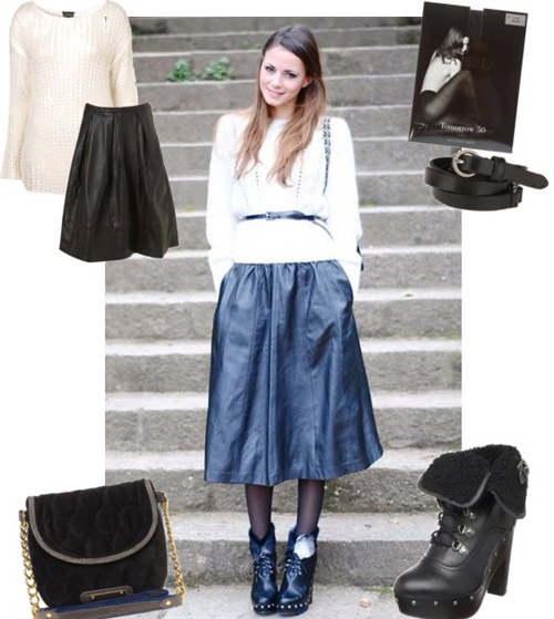 Mặc váy da xòe "chất" trong mùa lạnh - 3