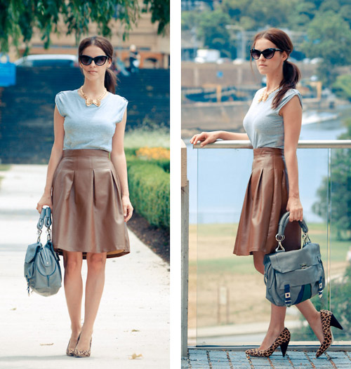 Mặc váy da xòe "chất" trong mùa lạnh - 9